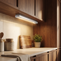 Rechargeable under cabinet light glowing over a kitchen counter, Wick & Wool